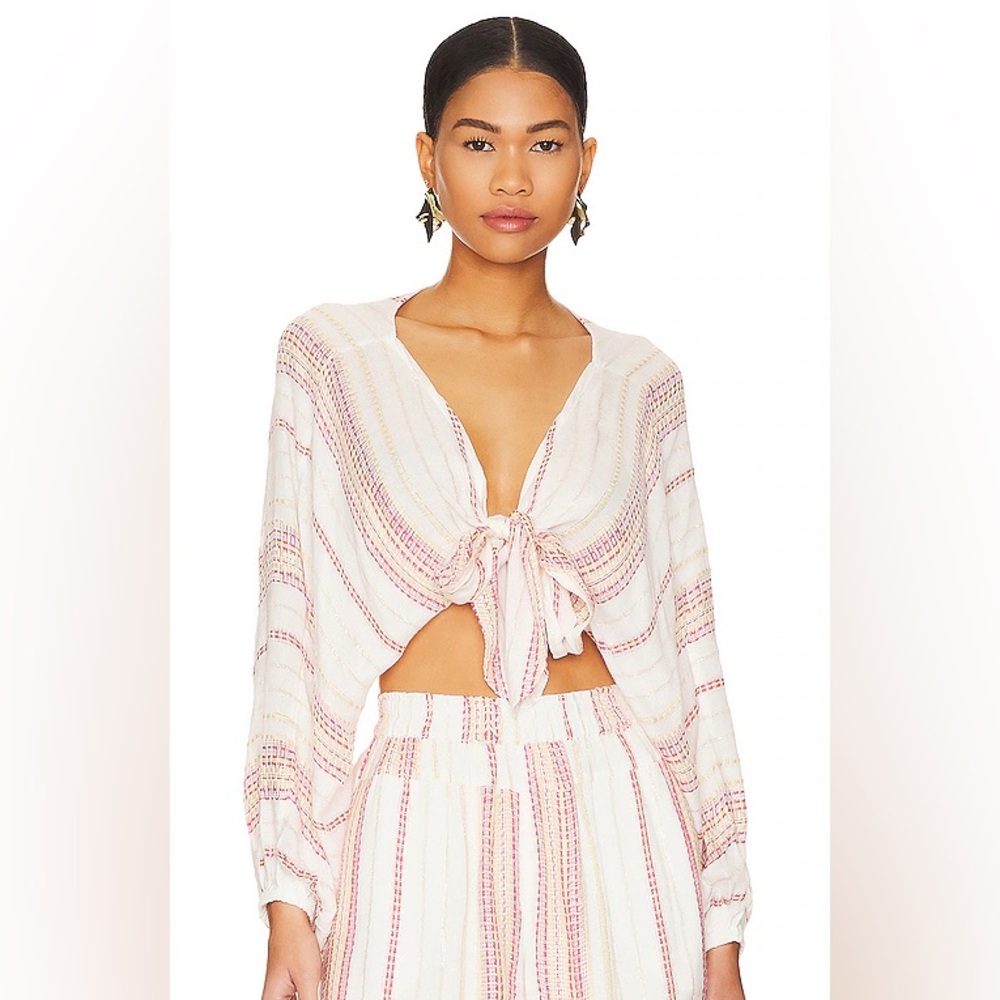 NWT LSPACE Reese Top in Siesta Stripe SIZE XS new white cover up top